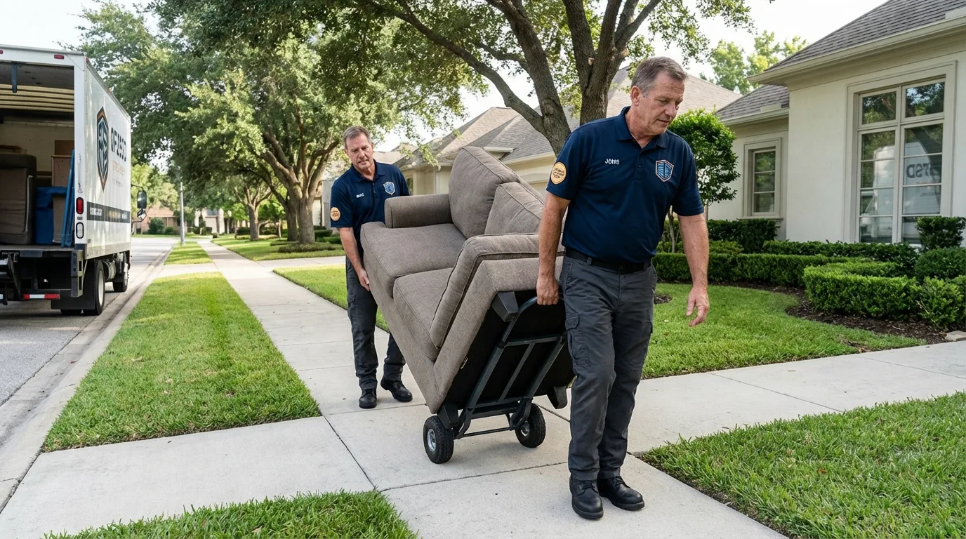 Local residential moving crew loading furniture in Bowling Green, MO