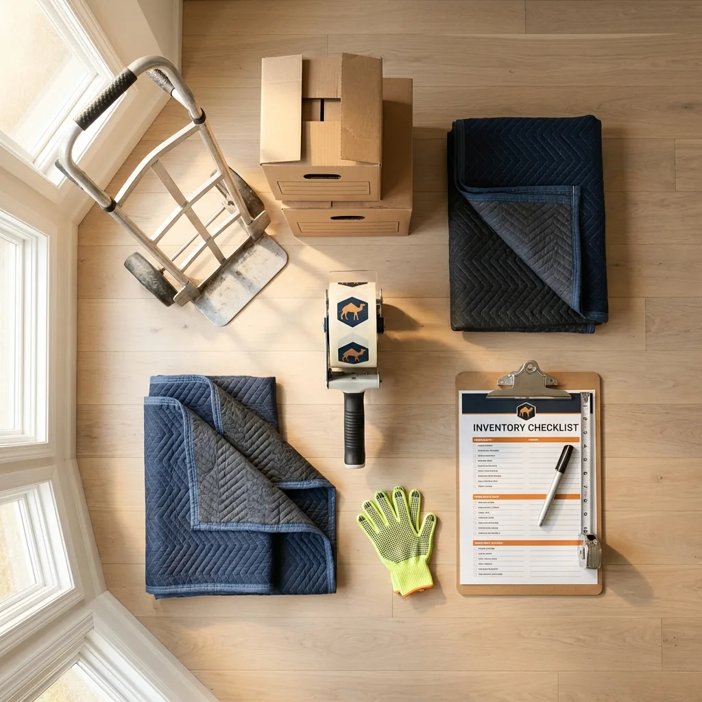 Professional moving supplies and packing materials layout for Bowling Green residential relocations